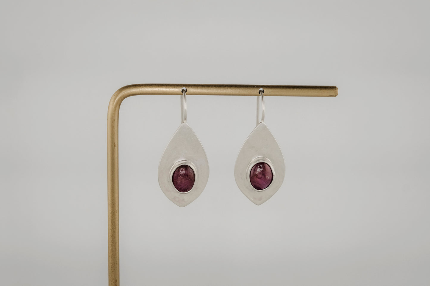 Earrings, Ruby Drop Earrings in Silver