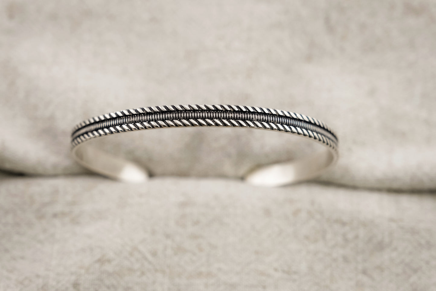 Bracelet, Sterling Silver Engraved Twist Cuff