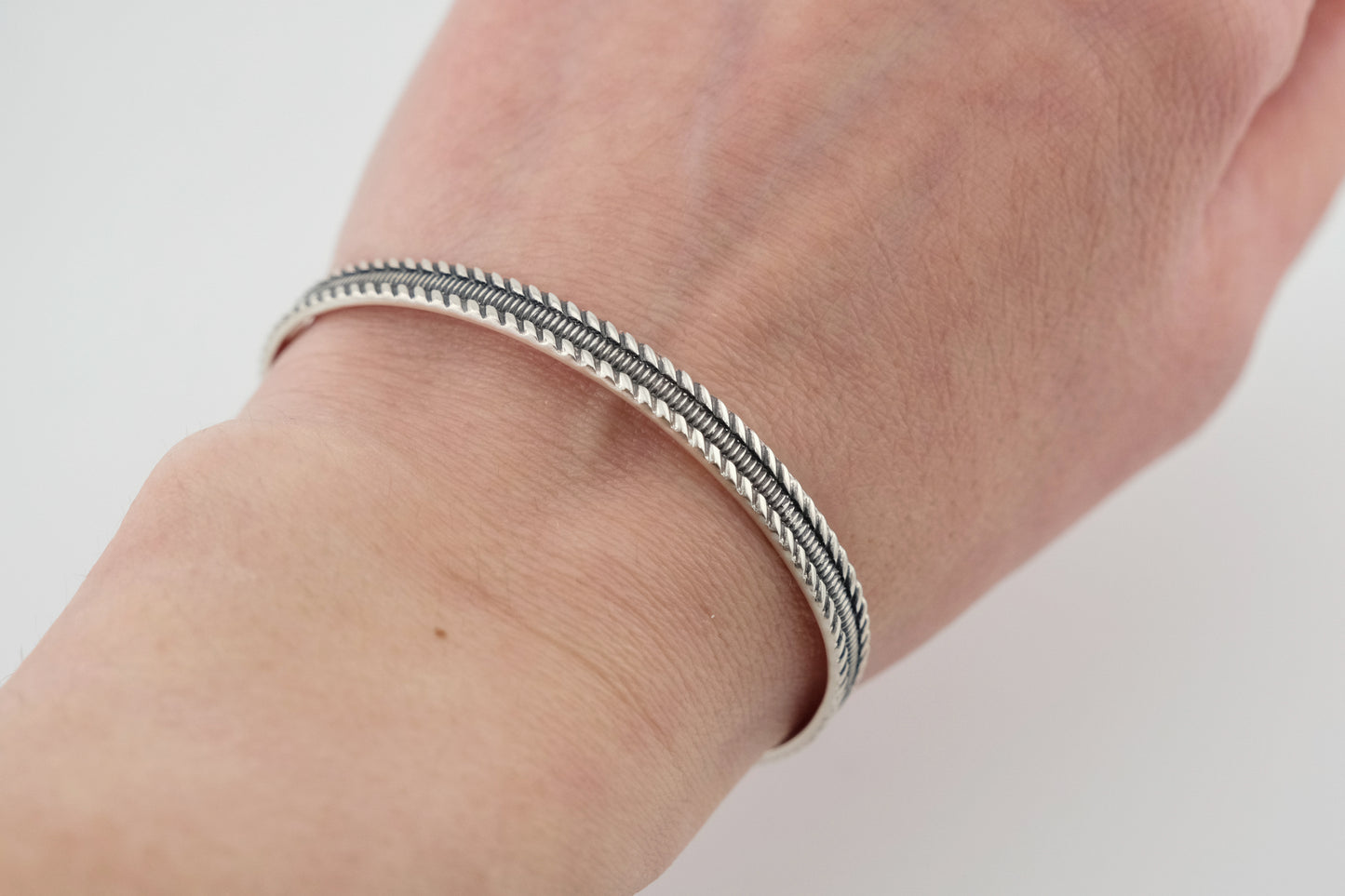 Bracelet, Sterling Silver Engraved Twist Cuff