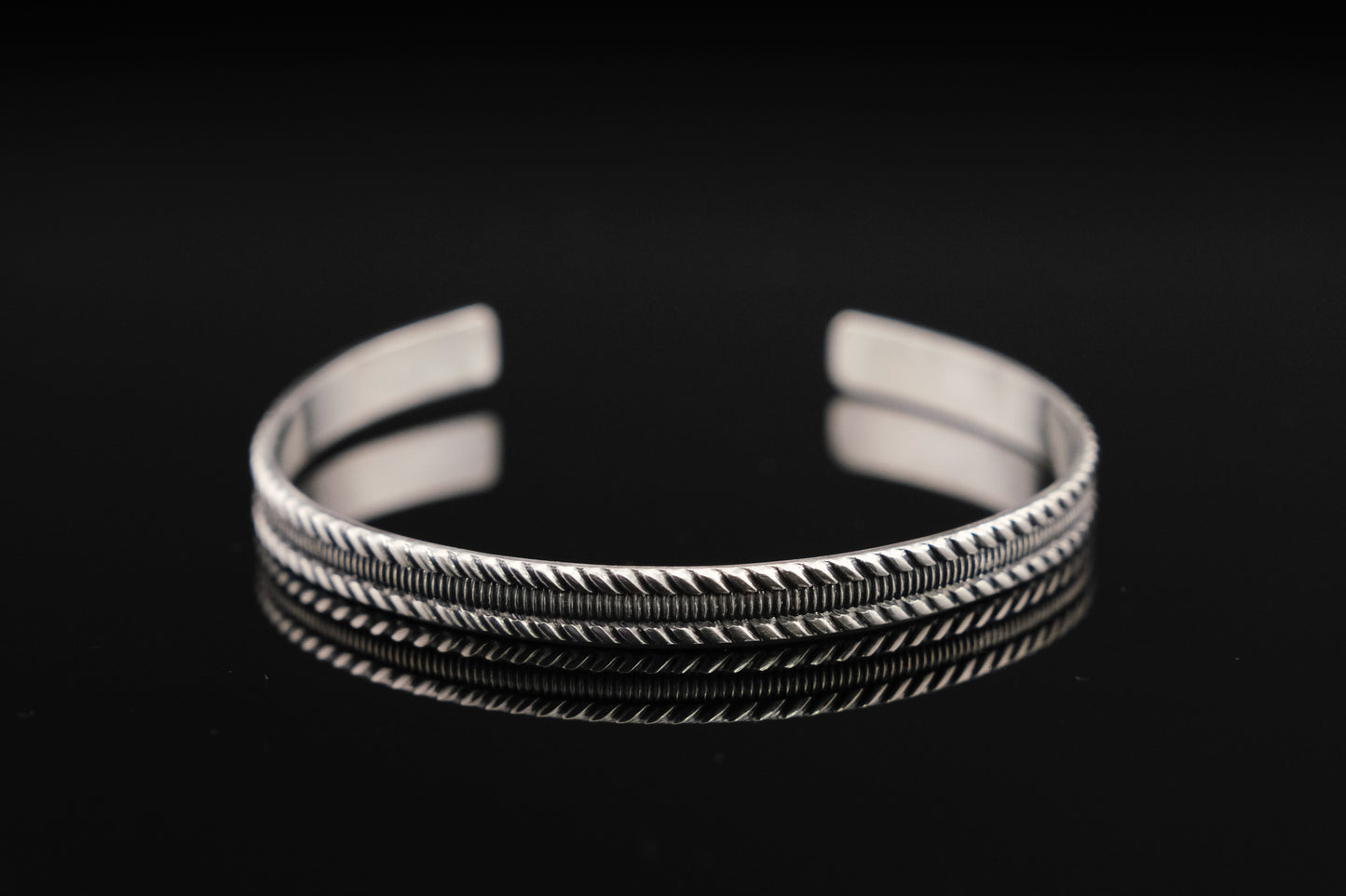 Bracelet, Sterling Silver Engraved Twist Cuff