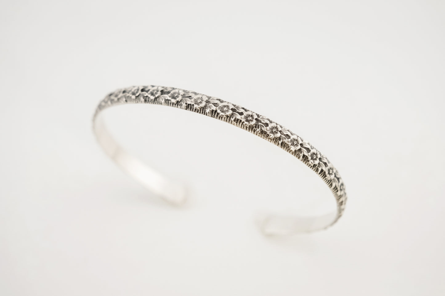 Bracelet, Sterling Silver Floral Engraved Cuff
