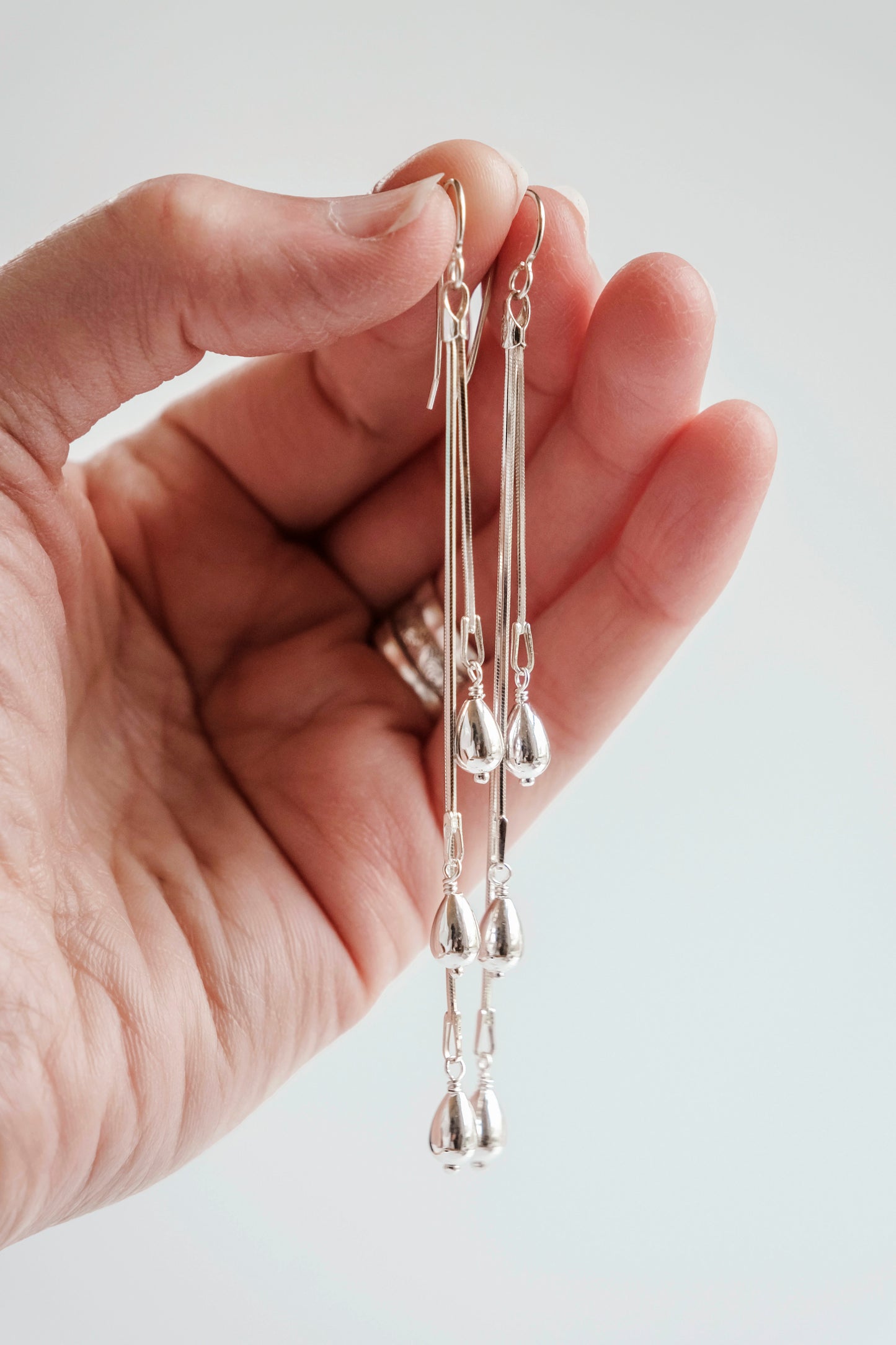 Earrings, Silver Long Dangle Statement Earrings