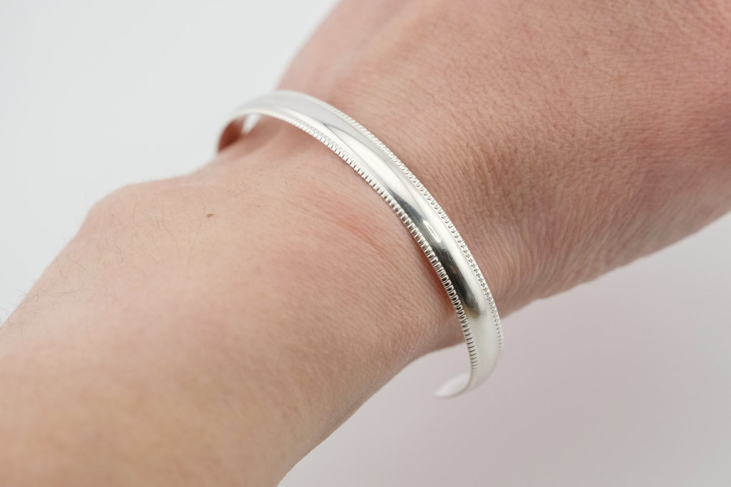 Bracelet, Sterling Silver Milgrain Detail Cuff