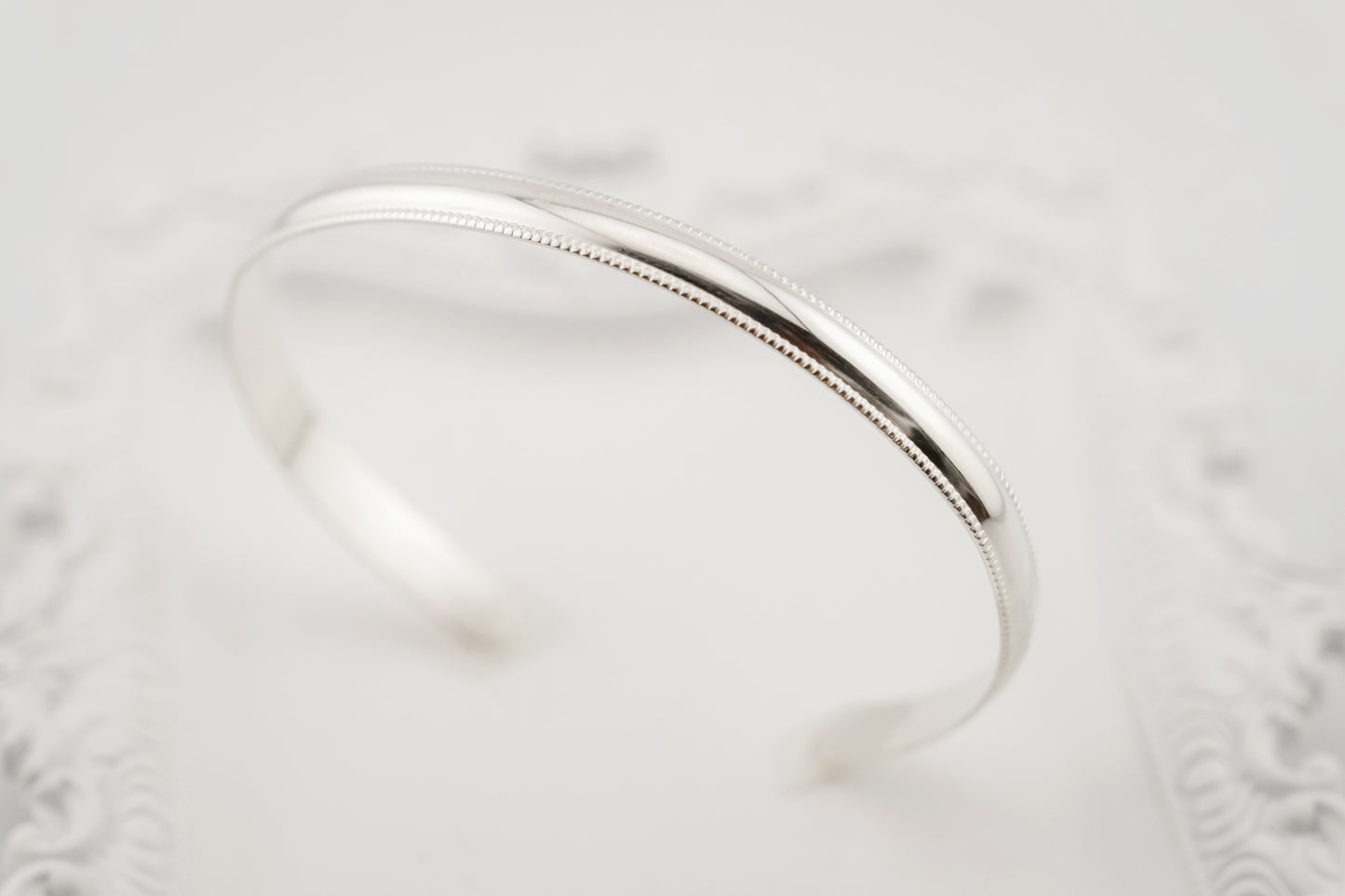 Bracelet, Sterling Silver Milgrain Detail Cuff