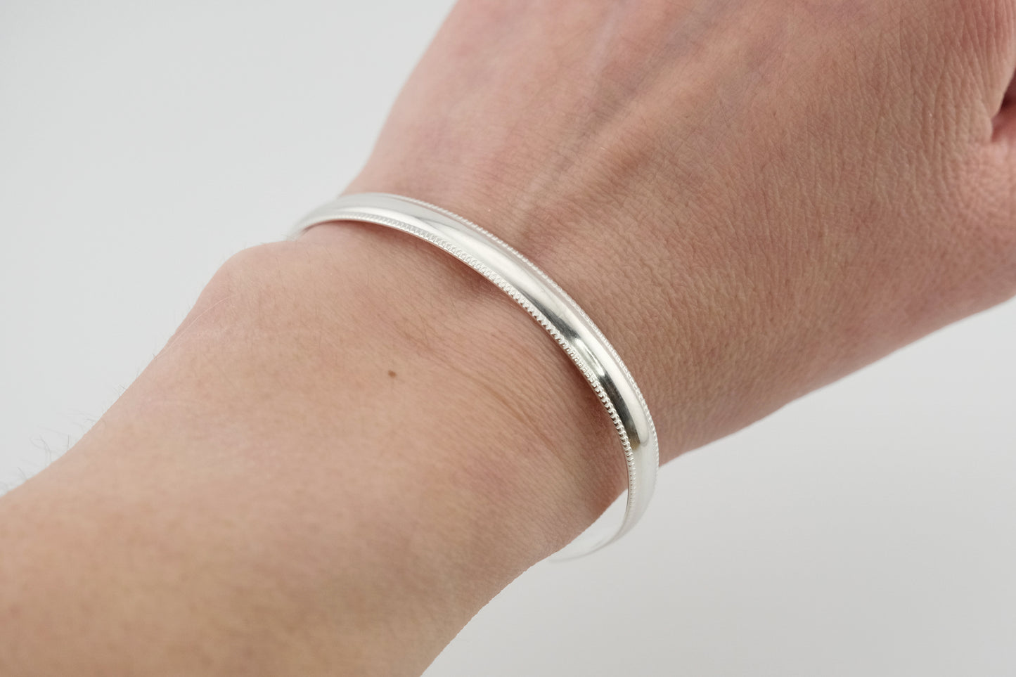 Bracelet, Sterling Silver Milgrain Detail Cuff