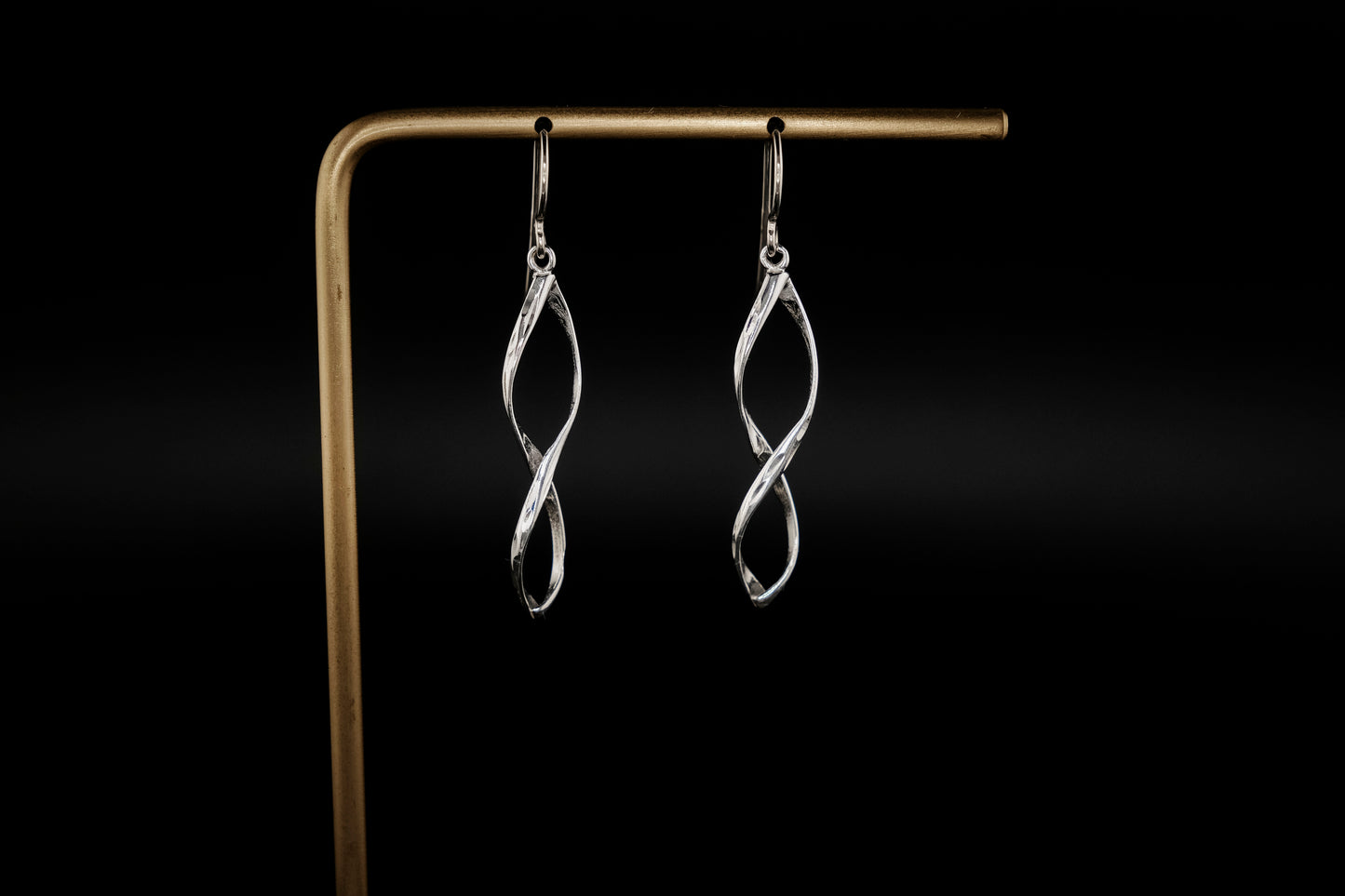 Earrings, Silver Spiral Dangle Earrings