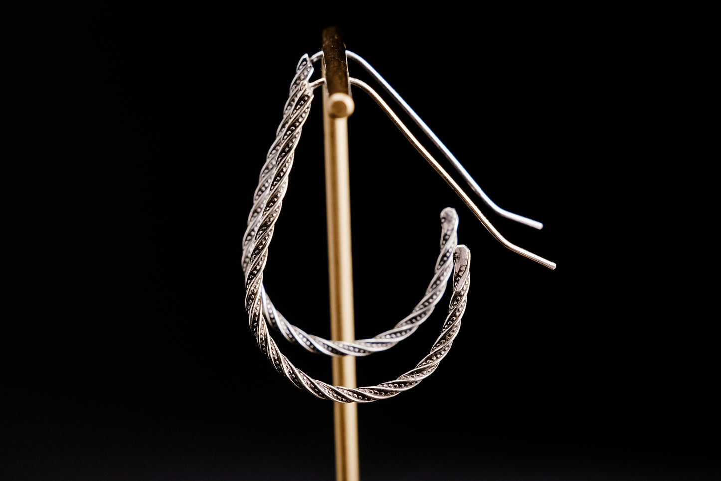 Earrings, Silver Teardrop Hoop Earrings {Sterling Silver Twist}
