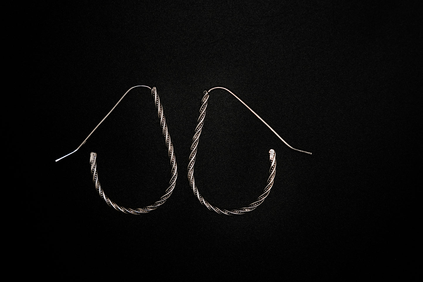 Earrings, Silver Teardrop Hoop Earrings {Sterling Silver Twist}
