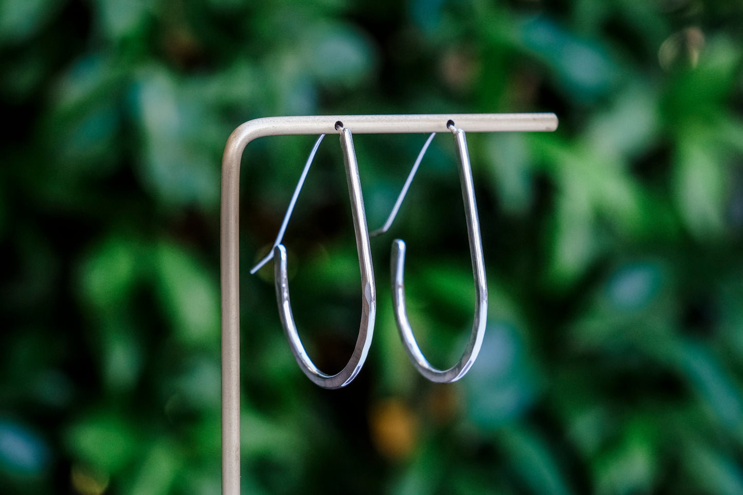 Earrings, Silver Teardrop Hoop Earrings {Hammered Sterling Silver}