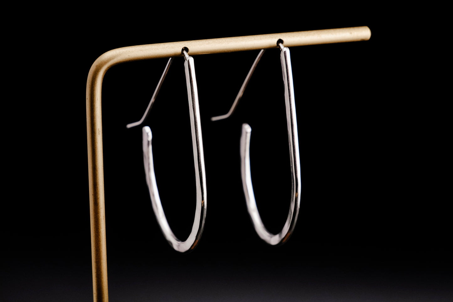 Earrings, Silver Teardrop Hoop Earrings {Hammered Sterling Silver}