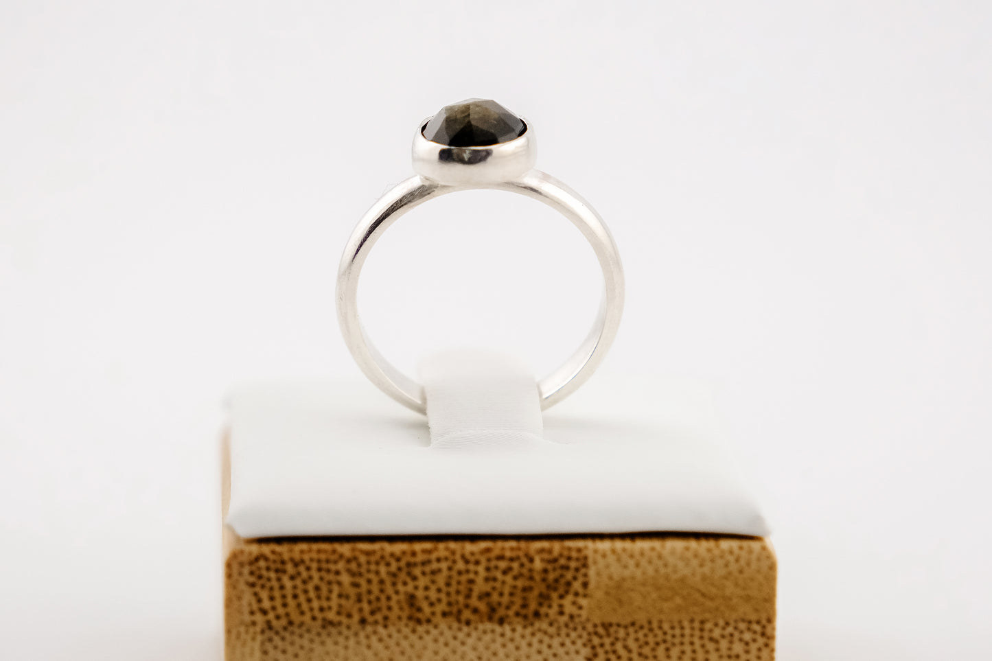 Gemstone Ring, Sterling Silver and 8mm Rose Cut Golden Obsidian