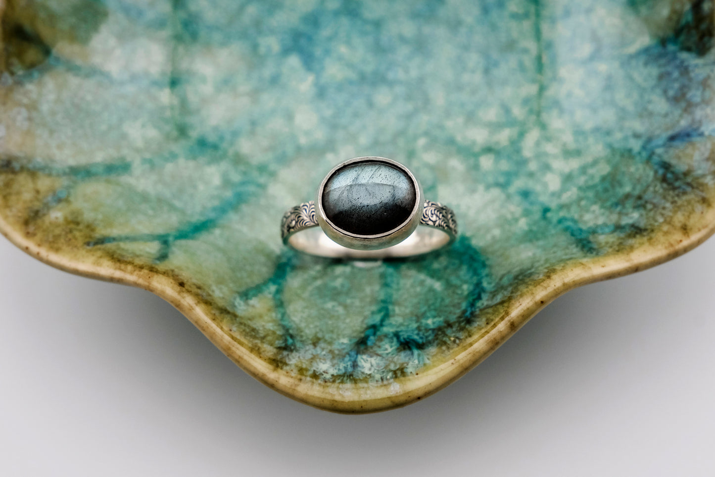 Gemstone Ring, Sterling Silver and Labradorite Cabochon
