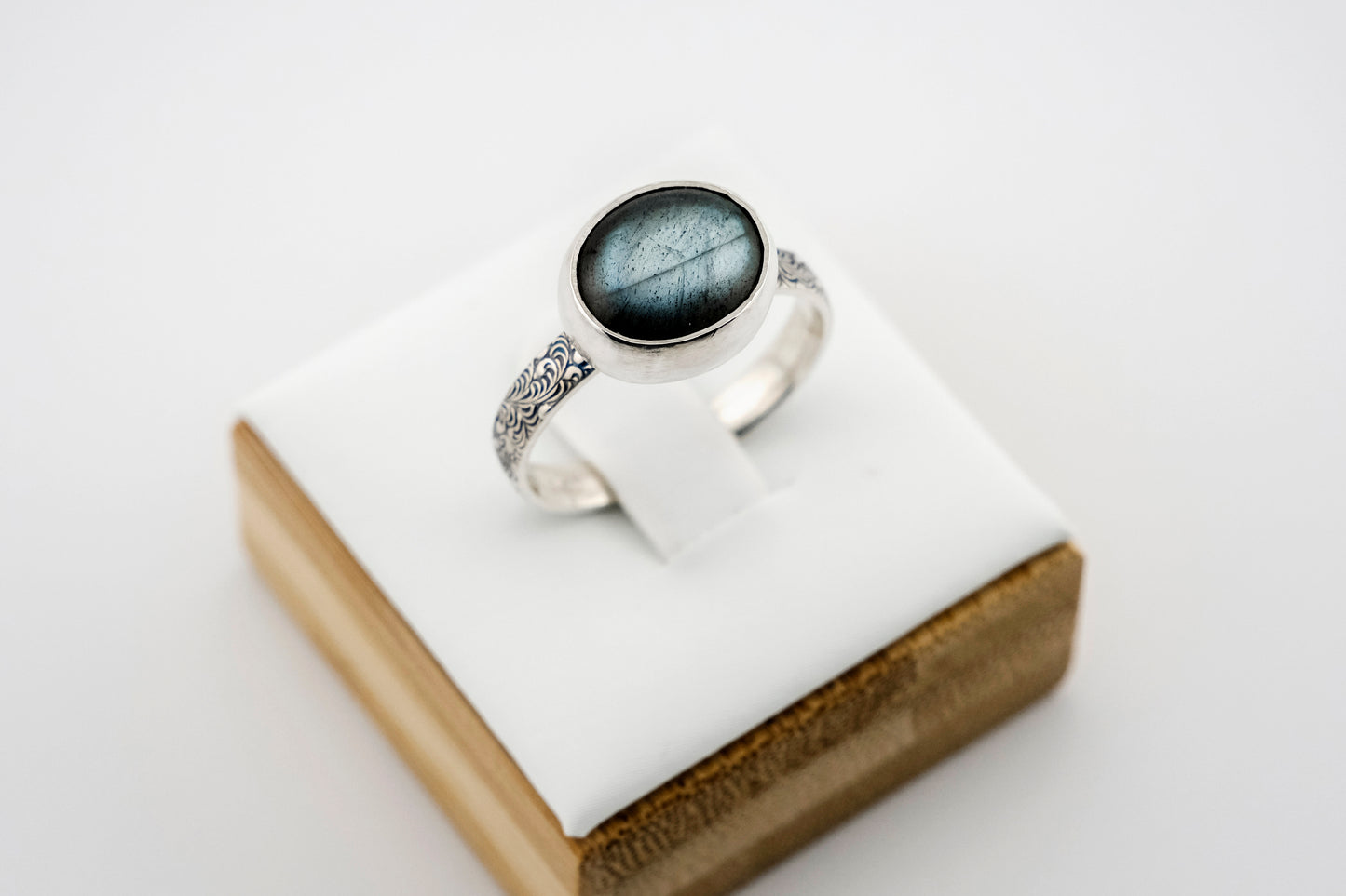 Gemstone Ring, Sterling Silver and Labradorite Cabochon