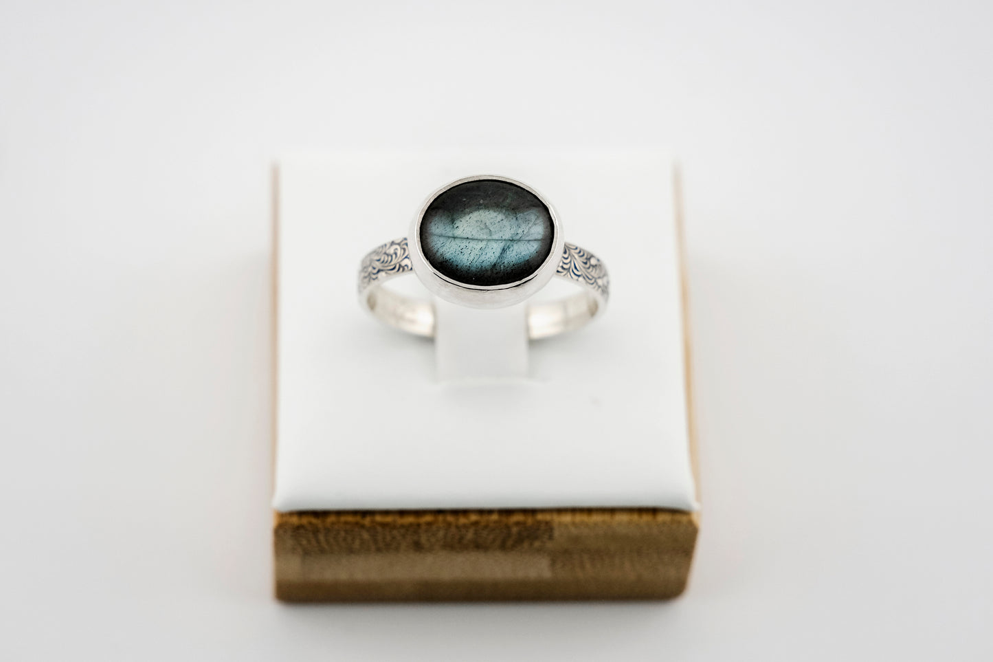 Gemstone Ring, Sterling Silver and Labradorite Cabochon
