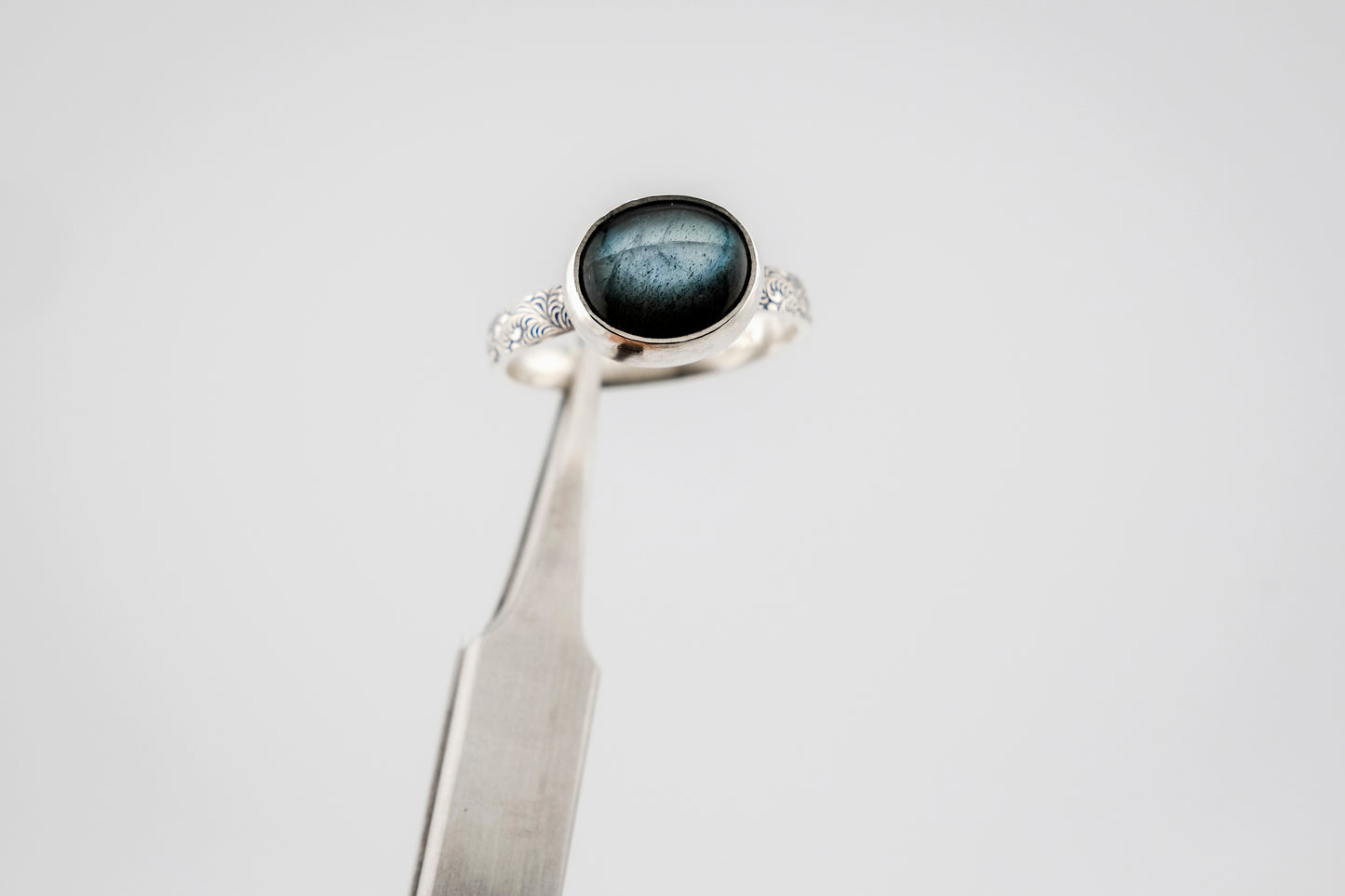 Gemstone Ring, Sterling Silver and Labradorite Cabochon