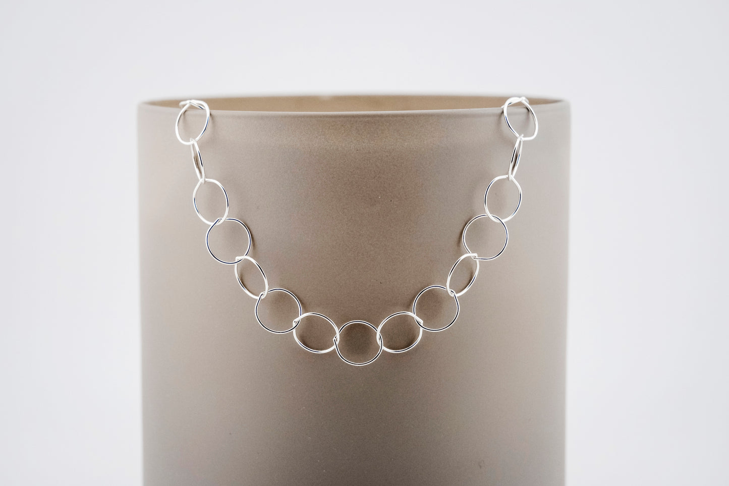 Necklace, Silver Large Chain Minimalist Layering Necklace with Scroll Clasp Detail
