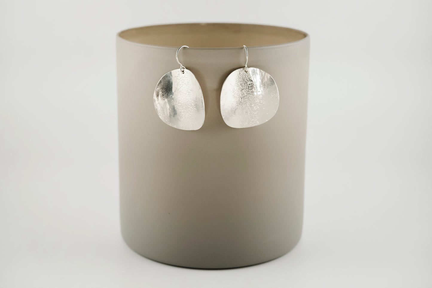 Earrings, Silver Textured Round Statement Earrings