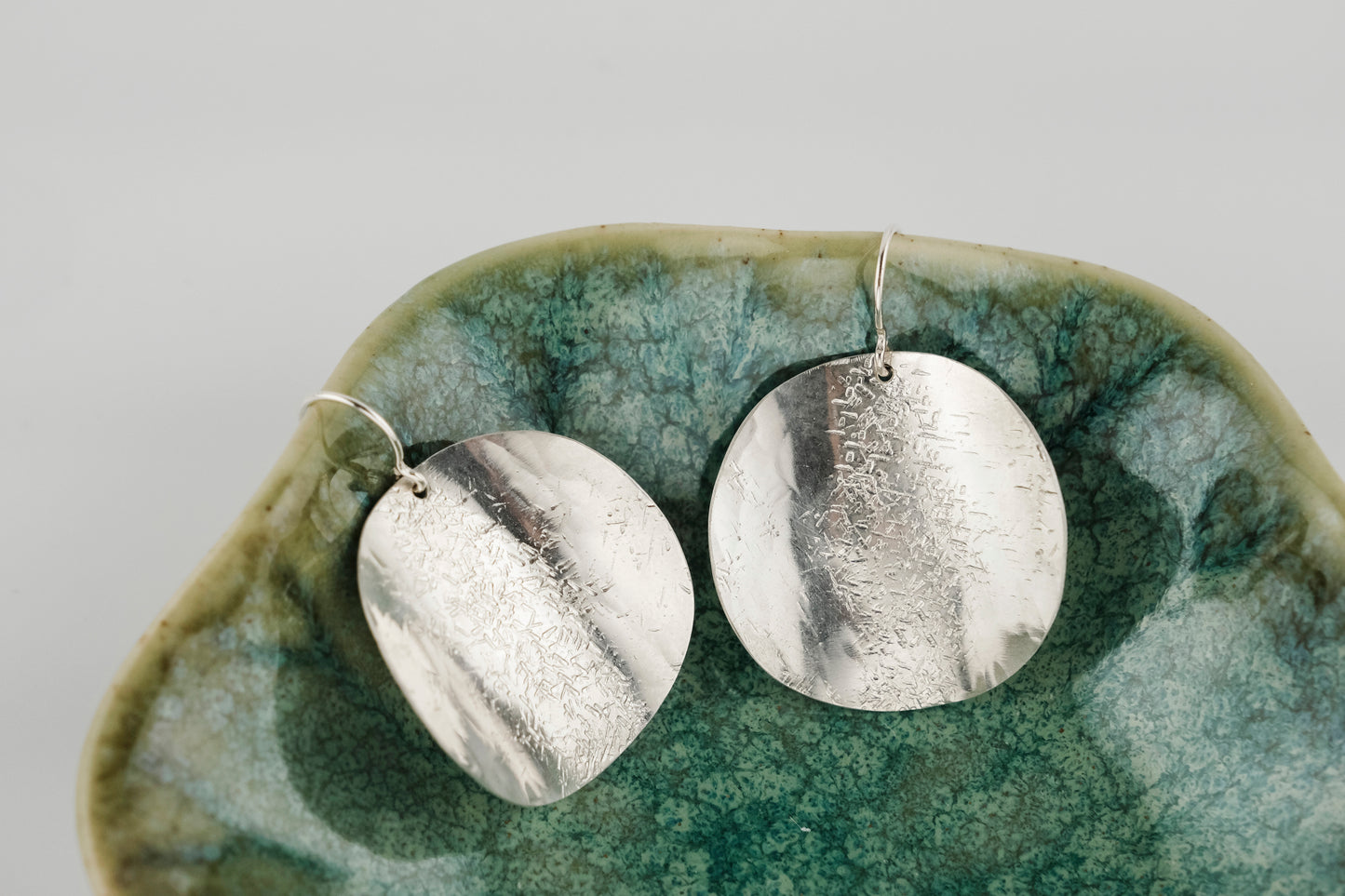 Earrings, Silver Textured Round Statement Earrings