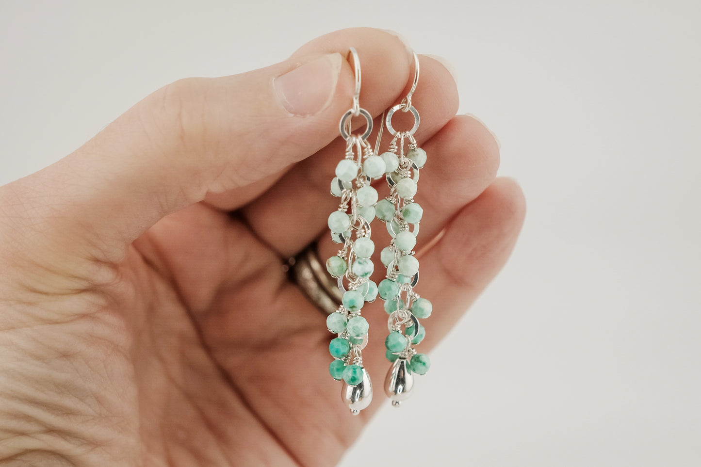 Earrings, Peruvian Turquoise Waterfall Dangle Earrings