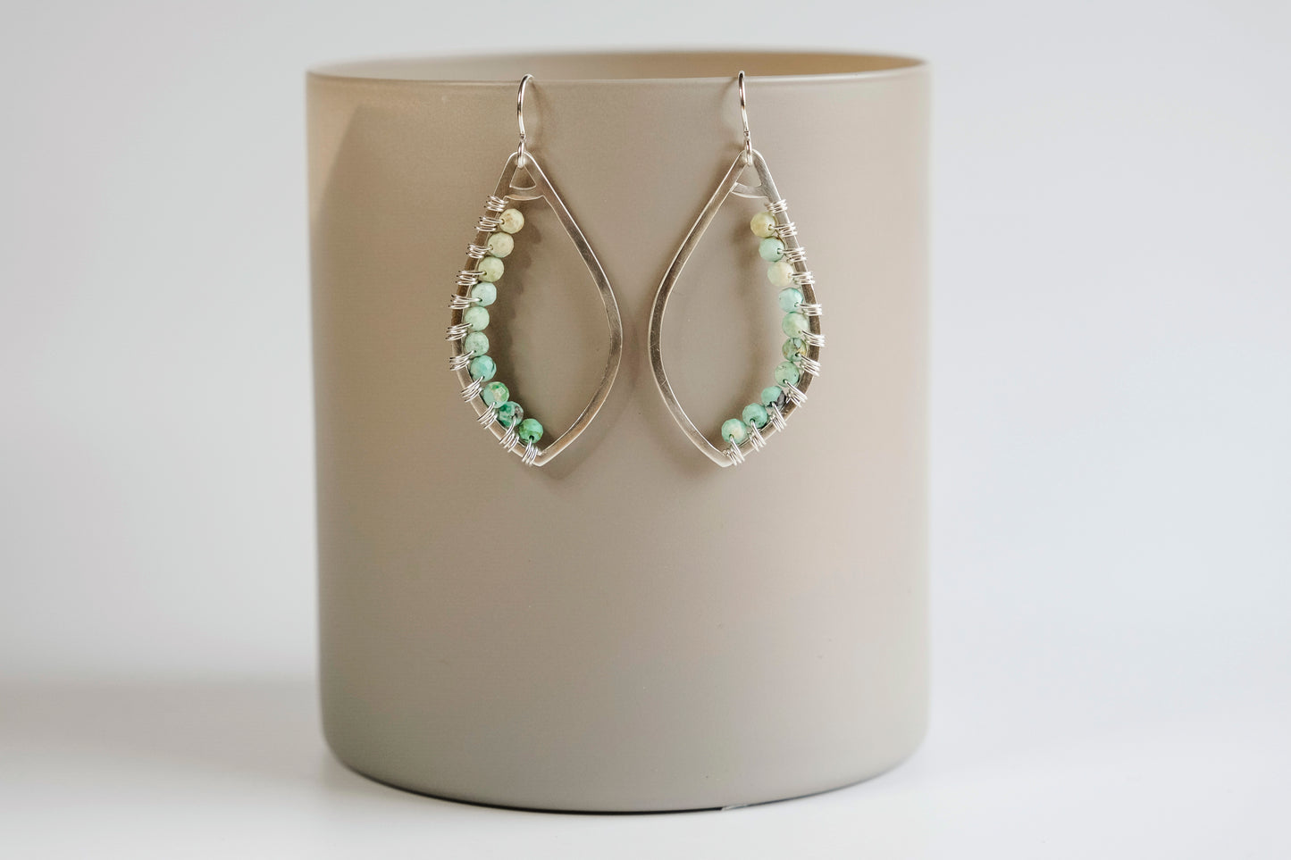 Earrings, Turquoise Wrapped Raindrop Earrings