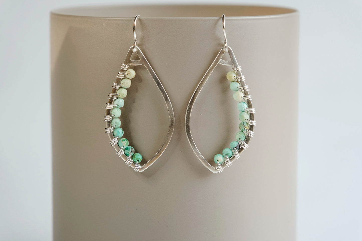 Earrings, Turquoise Wrapped Raindrop Earrings