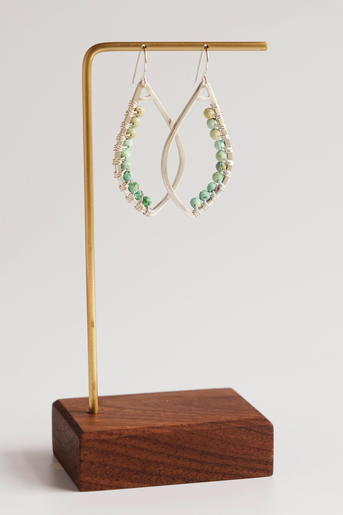 Earrings, Turquoise Wrapped Raindrop Earrings