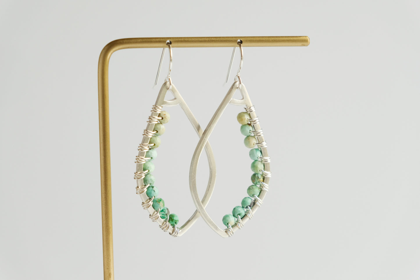 Earrings, Turquoise Wrapped Raindrop Earrings