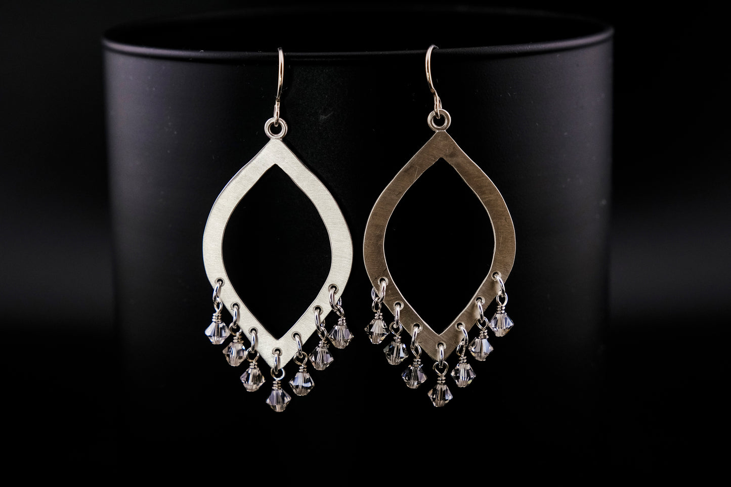 Earrings, Silver and Vintage Crystal Chandelier Earrings