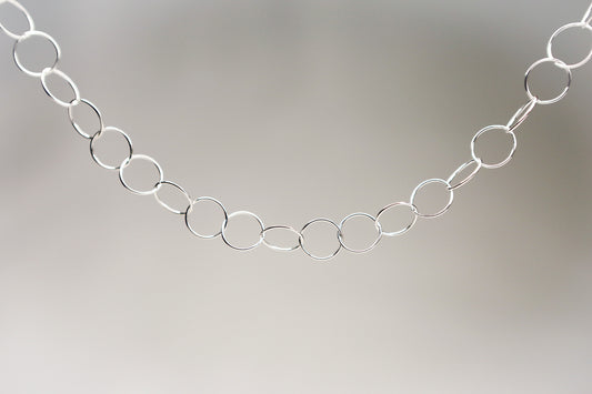 Necklace, Silver Large Chain Minimalist Layering Necklace with Scroll Clasp Detail