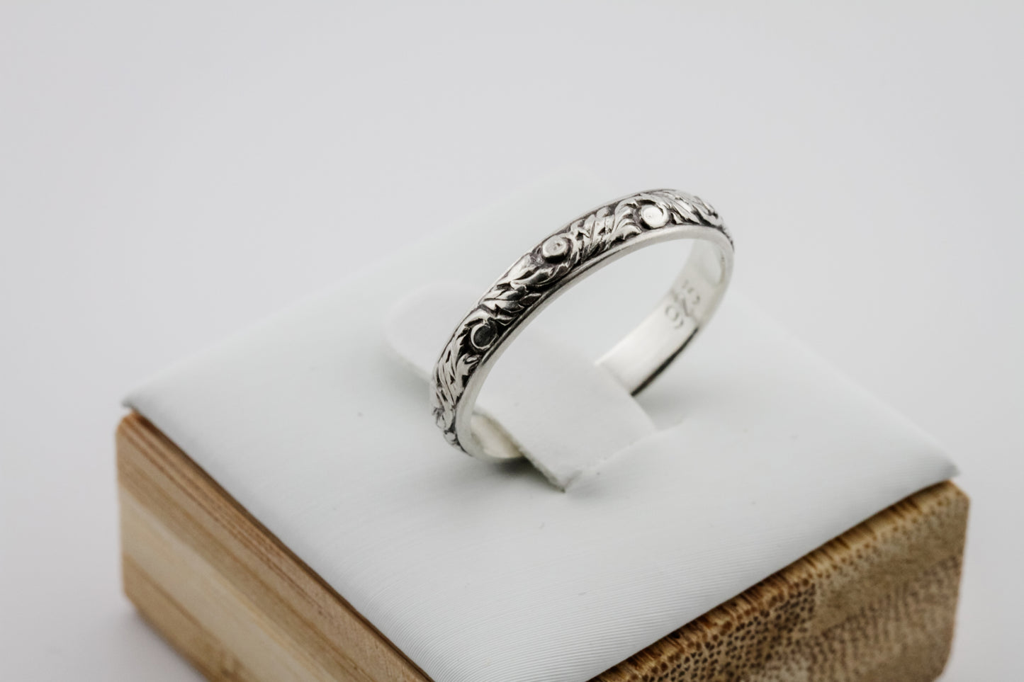 Ring, Floral Design Intricate Antiqued Sterling Silver Stacking Ring