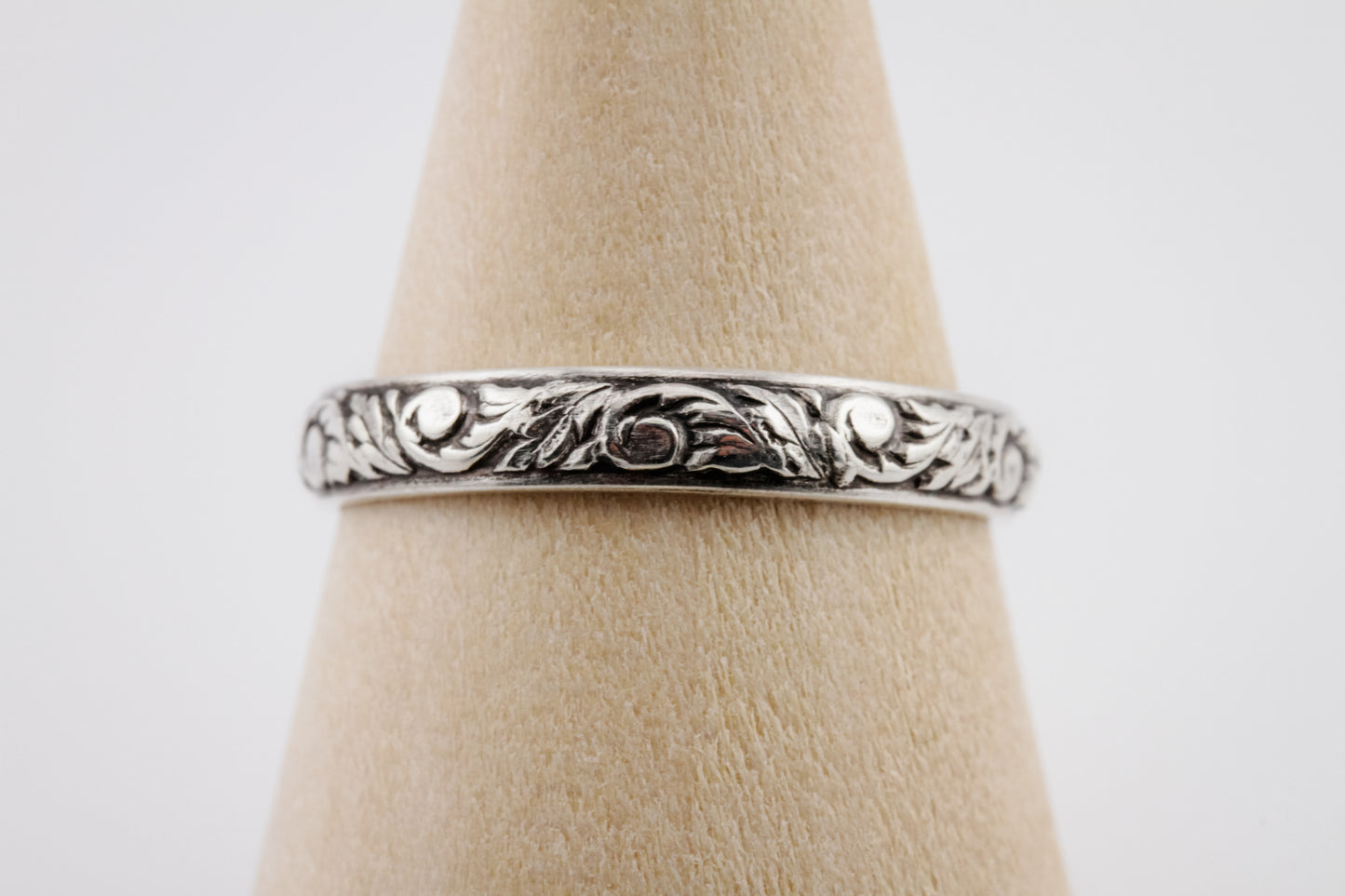 Ring, Floral Design Intricate Antiqued Sterling Silver Stacking Ring