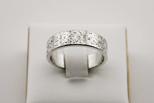 Ring, Wide Textured 6mm Sterling Silver Statement Ring