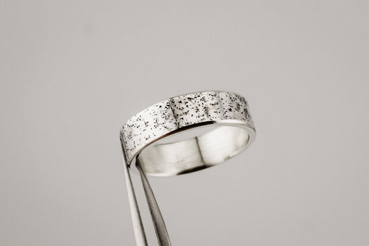 Ring, Wide Textured 6mm Sterling Silver Statement Ring