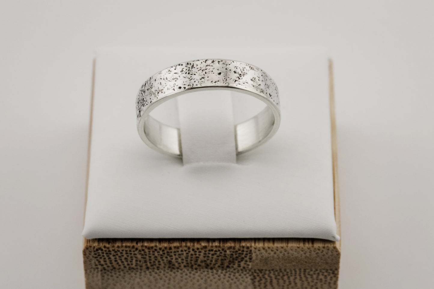 Ring, Wide Textured 5mm Sterling Silver Statement Ring