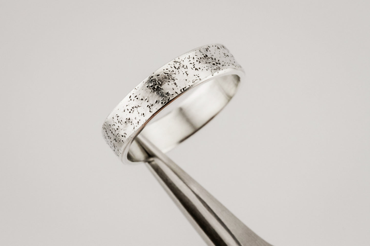 Ring, Wide Textured 5mm Sterling Silver Statement Ring