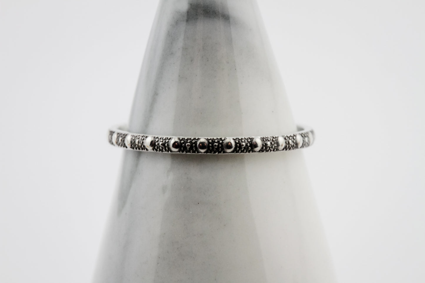 Ring, Dot Oxidized Sterling Silver Stacking Ring