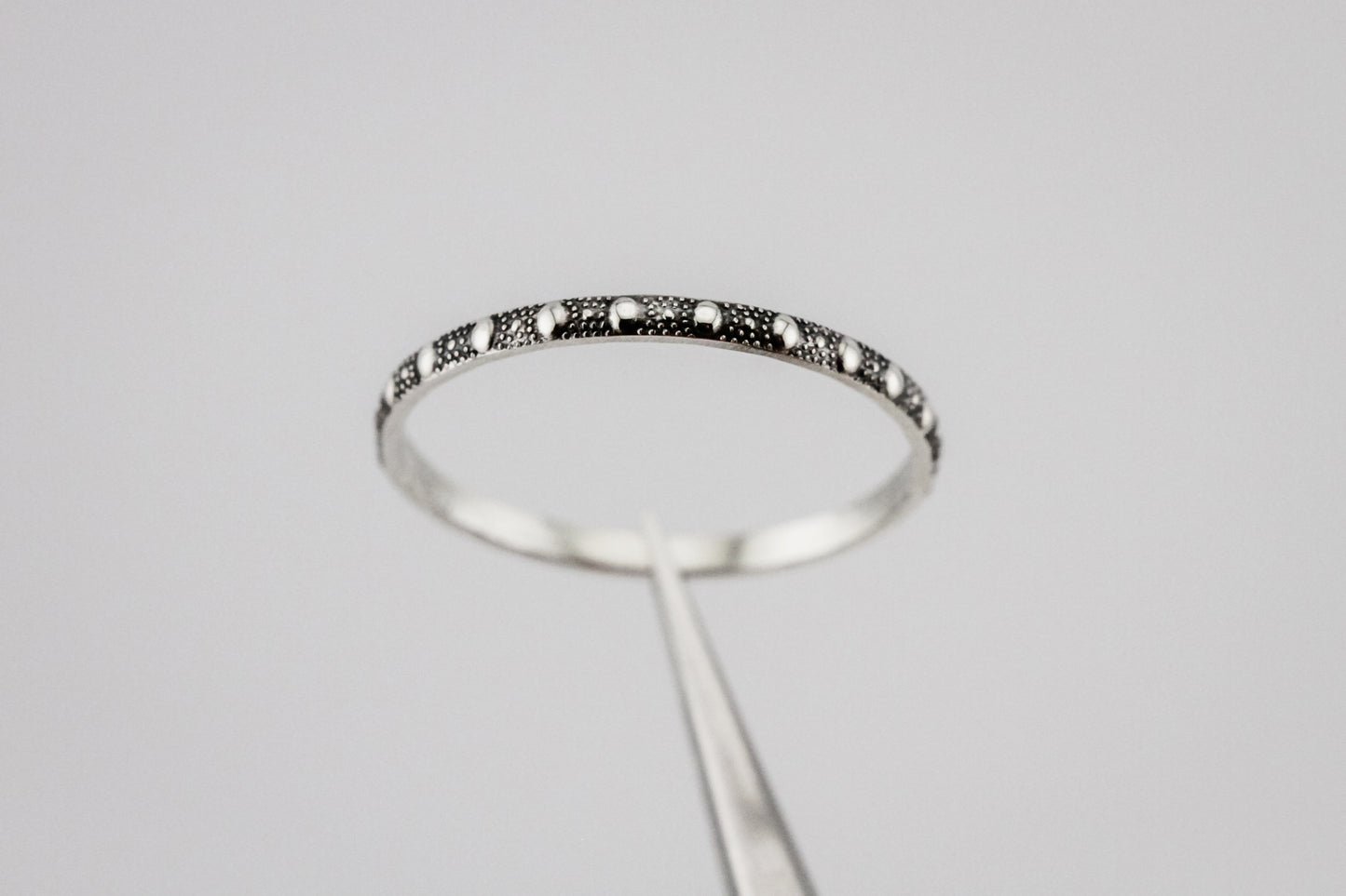 Ring, Dot Oxidized Sterling Silver Stacking Ring