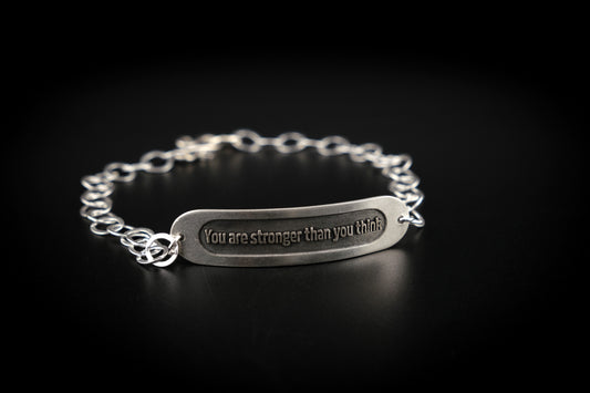 Bracelet, Embossed "You Are Stronger Than You Think" Sterling Word Bracelet