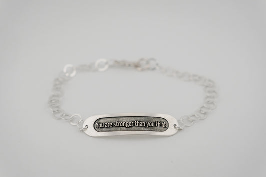 Bracelet, Embossed "You Are Stronger Than You Think" Sterling Word Bracelet