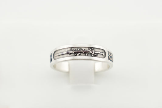 Ring, Engraved "Sword & Vine" Sterling Silver Ring