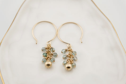 Earrings, "Confetti" Gemstone 14k Gold-fill Earrings (Aqua Apatite)