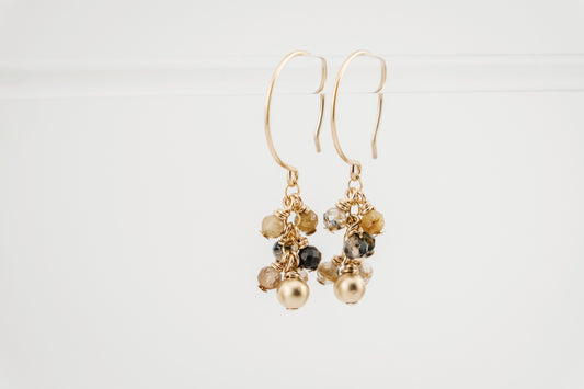 Earrings, "Confetti" Gemstone 14k Gold-fill Earrings (Titanium Rutilated Quartz)