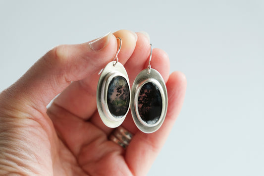 Earrings, Dendritic Agate Artisan Earrings