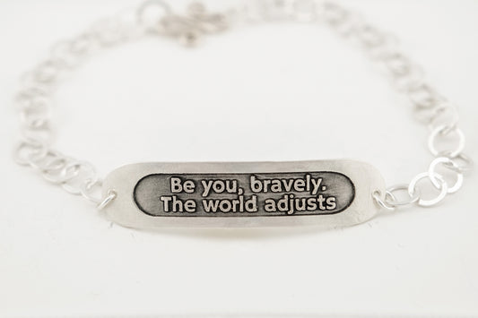 Bracelet, Embossed "Be You Bravely" Sterling Word Bracelet