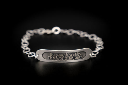 Bracelet, Embossed "Be You Bravely" Sterling Word Bracelet