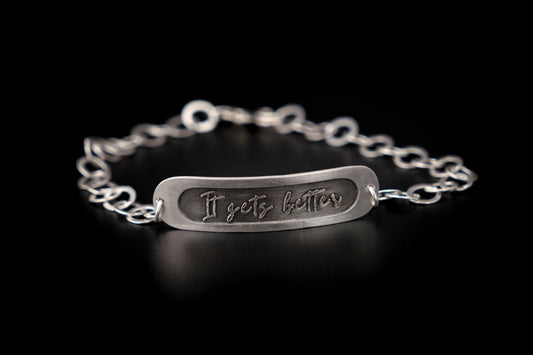 Bracelet, Embossed "It Get's Better" Sterling Word Bracelet