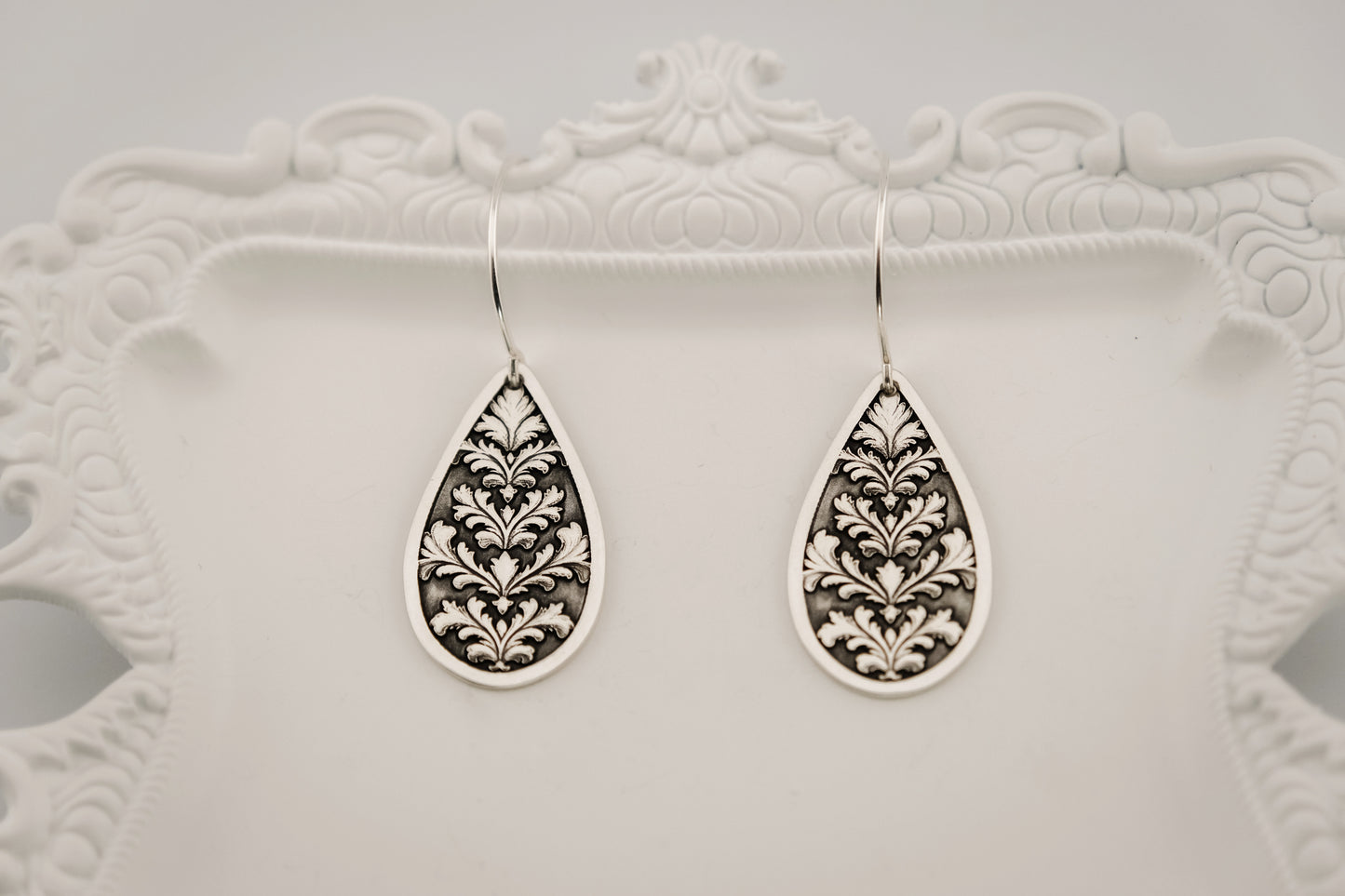 Earrings, Engraved Baroque Teardrop Earrings