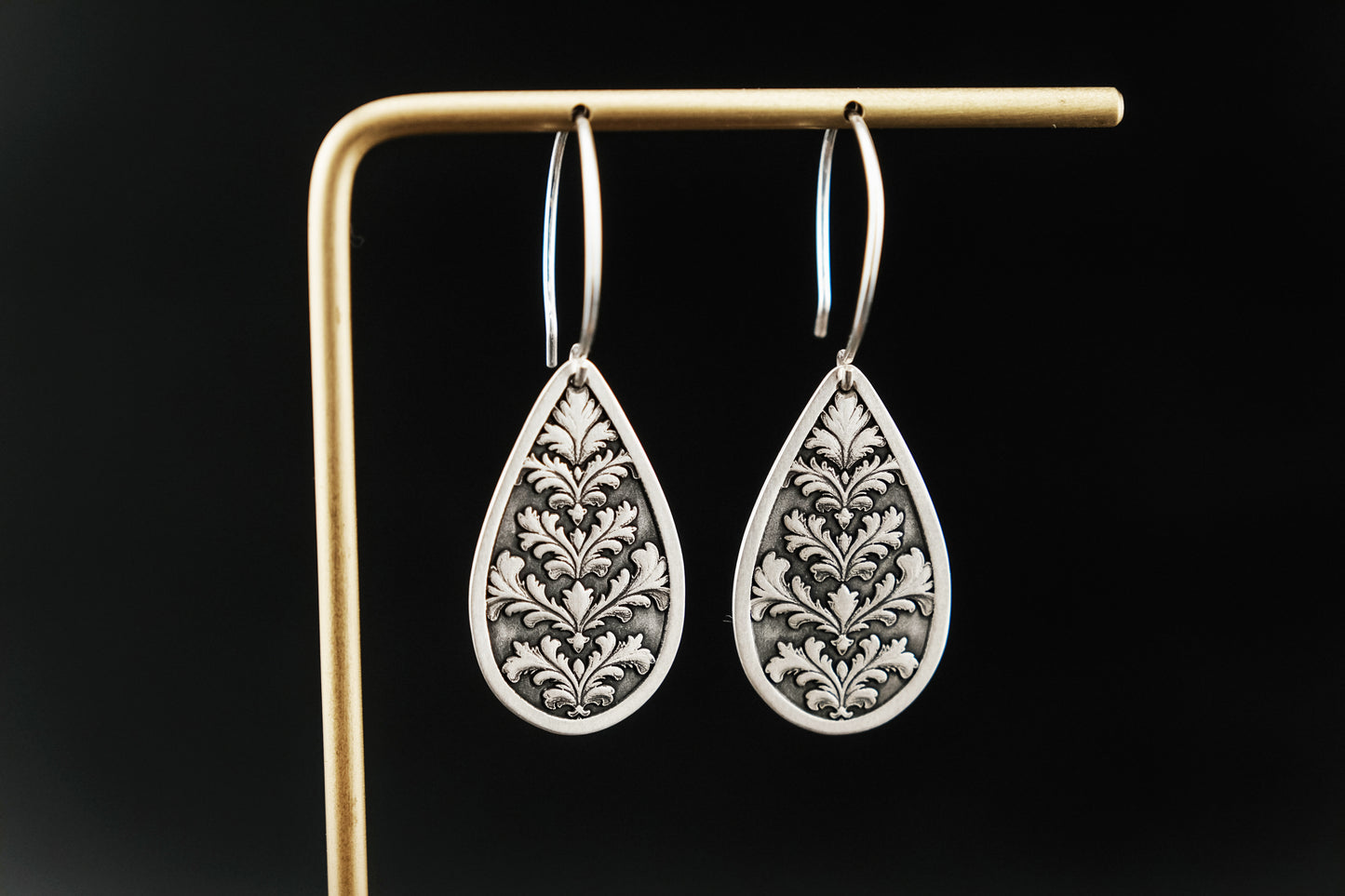 Earrings, Engraved Baroque Teardrop Earrings