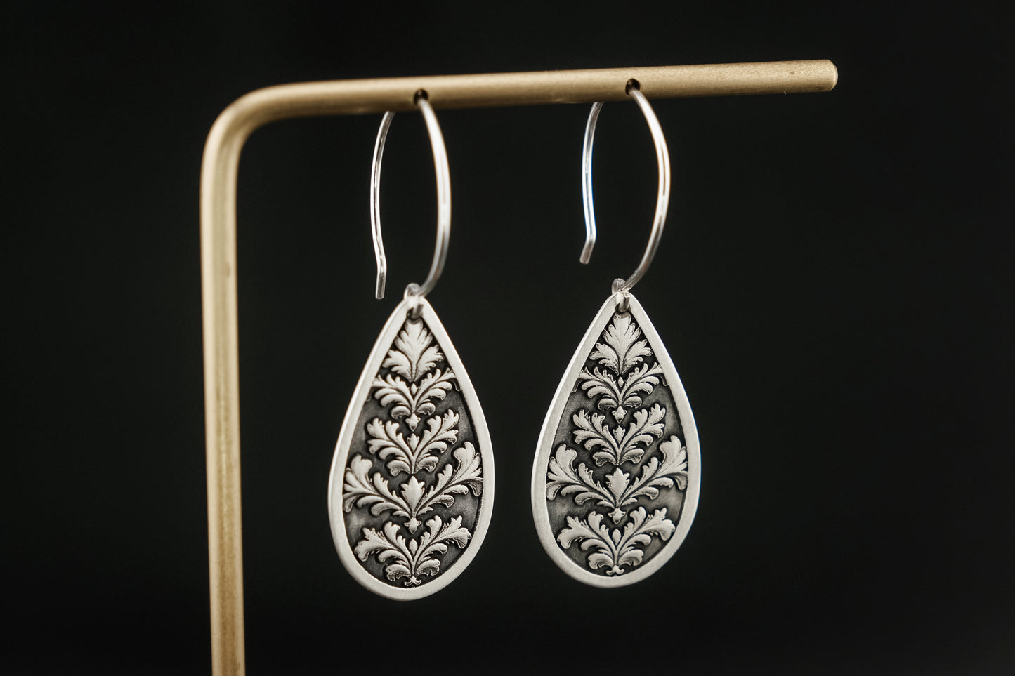 Earrings, Engraved Baroque Teardrop Earrings
