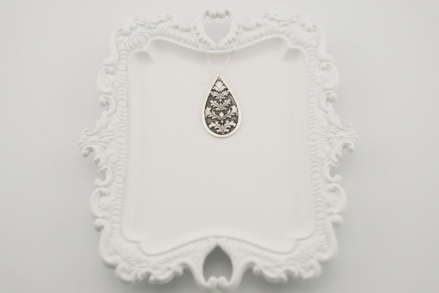 Necklace, Engraved Baroque Teardrop Necklace